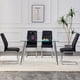 thumbnail image 3 of Modern Dining Chairs with Faux Leather Padded Seat Dining Living Room Chairs Upholstered Chair with Metal Legs Design for Kitchen, Living, Bedroom, Dining Room Side Chairs Set of 4 (Black+PU) C-001, 3 of 3