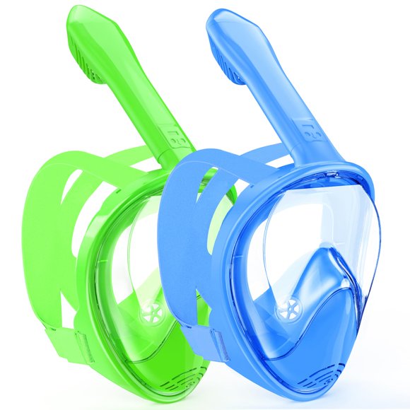 Máscara de esnórquel Hydiview Kids de 2 a 14 años, antivaho, antifugas, azul y verde