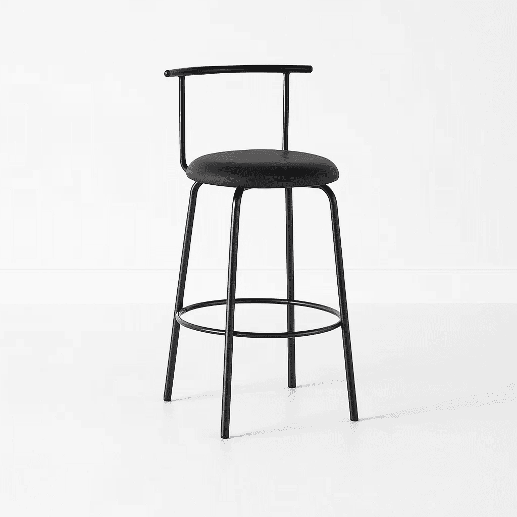 Klik Muebles - Taburete Alto Oslo Metal Y Cuero Sintético - Negro