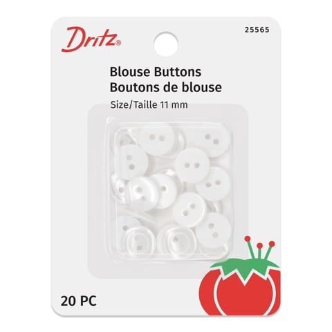 Botones Para Blusa Dritz White Pearl, 11 Mm De Diámetro, 20 Unidades