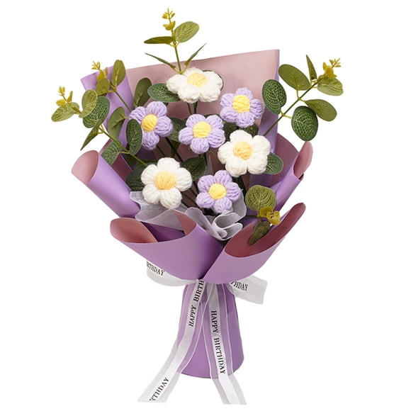 Ramo De Flores De Ganchillo Decoración Del Día De La Madre Para Boda Regalo De Acción De Gracias Violeta