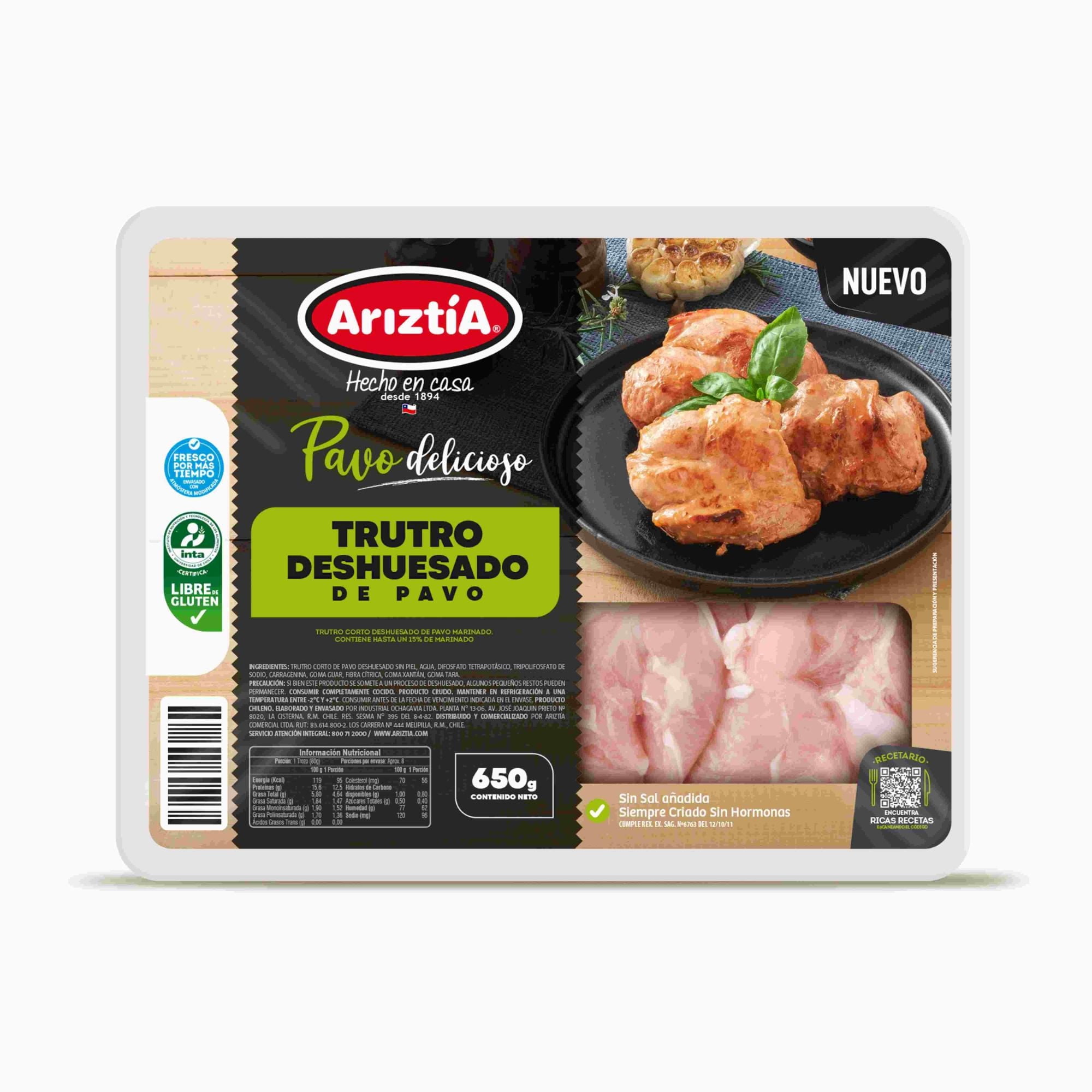 Truto Deshuesado De Pavo Natural 650 g Ariztia