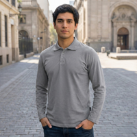 T-World - Polera Polo Dryfresh Hombre Manga Larga Secado Rápido Gris