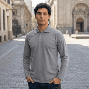 T-World - Polera Polo Dryfresh Hombre Manga Larga Secado Rápido Gris