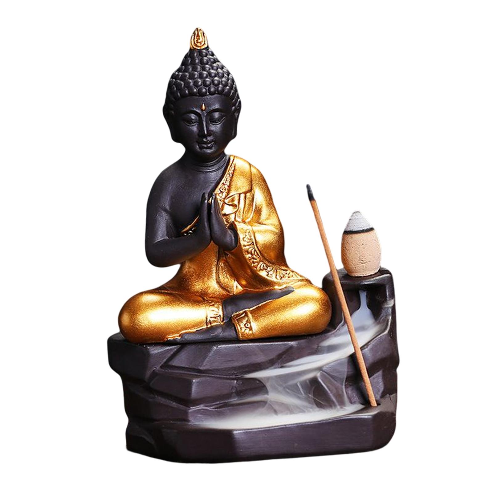 Magideal - Soporte De Incienso De Buda, Estufa De Decoración Del Hogar Hecha A Mano, Figura De Buda Antigua, Quemador De Incienso, Estudio, Dormitorio, Escritori
