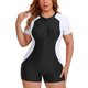 thumbnail image 1 of Agnes Orinda Traje de Baño de Una Pieza para Mujer de Talla Grande con Cremallera Frontal y Manga Corta, 1 of 7