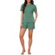 thumbnail image 2 of INSPIRE CHIC Conjunto de Pijama de Punto Acanalado para Mujer, Manga Corta, Cuello Redondo, Top y Shorts con Cintura Elástica y Bolsillos 2XL Verde, 2 of 6