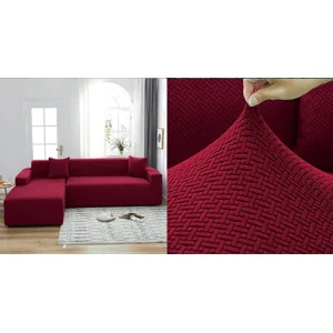 Casadeliacl - Funda Para Sillon Tipo L 2 Piezas Diseño (T) Unicolor Tf Bordo
