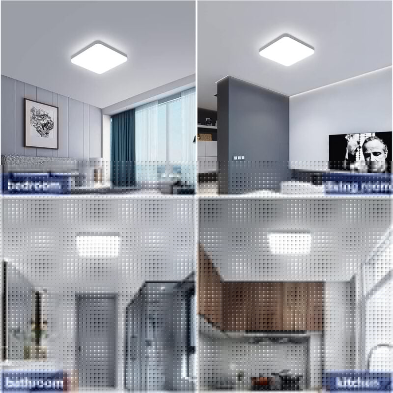thumbnail image 3 of Lámpara de techo LED Toolight de 30 W, 2700 lm, 4500 K, moderna lámpara de techo LED cuadrada, ideal para baño, cocina, dormitorio, salón, balcón, pasillo, Ø24,8 cm., 3 of 5