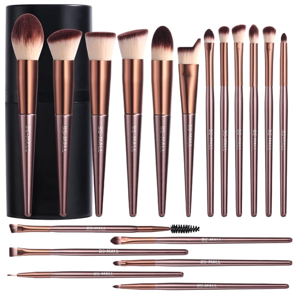 Set de brochas de maquillaje BS-MALL, 18 piezas, sintéticas de primera calidad con funda