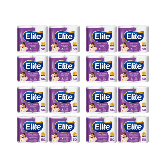 Pack 64 Rollos Papel Higiénico Elite 50 Mts Doble Hoja Ultra Suave