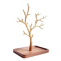 Magideal - Soporte Para Joyería, Estante De Almacenamiento De Joyería De Mesa Con Bandeja De Almacenamiento, Elegante Torre De Joyería, Base De Madera Para Reloj