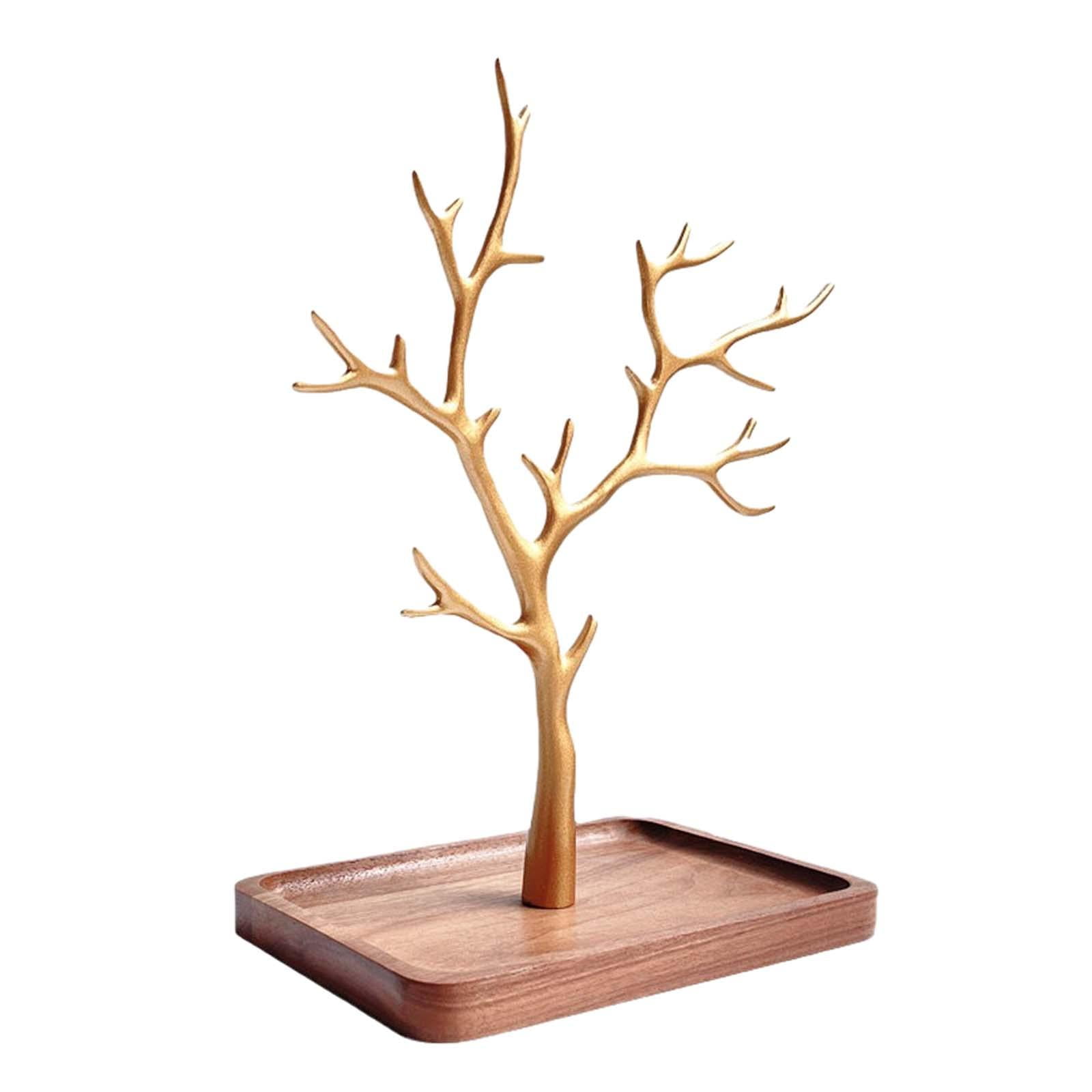 Magideal - Soporte Para Joyería, Estante De Almacenamiento De Joyería De Mesa Con Bandeja De Almacenamiento, Elegante Torre De Joyería, Base De Madera Para Reloj