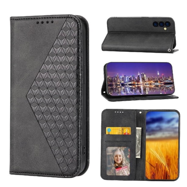 Funda Flip FOXDOCK para Samsung Galaxy A54 5G , Estilo Billetera con Diseño Rombo, Correa de Mano y Soporte, Uso Diario