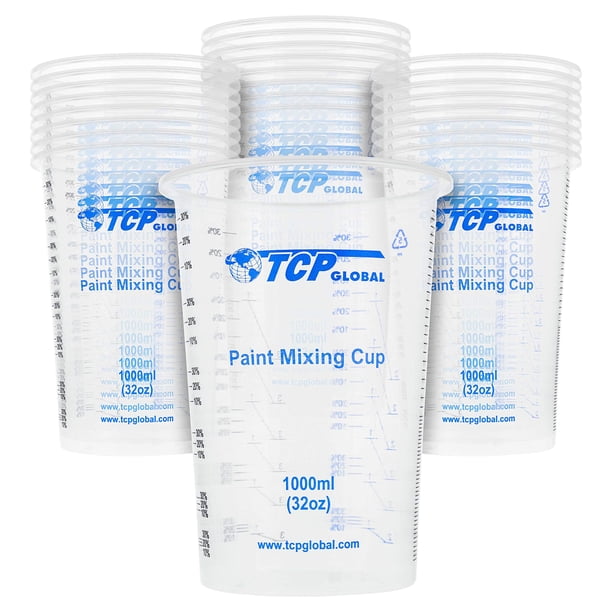 Vasos para mezclar desechables, flexibles, transparentes, de plástico graduado, 1000 ml