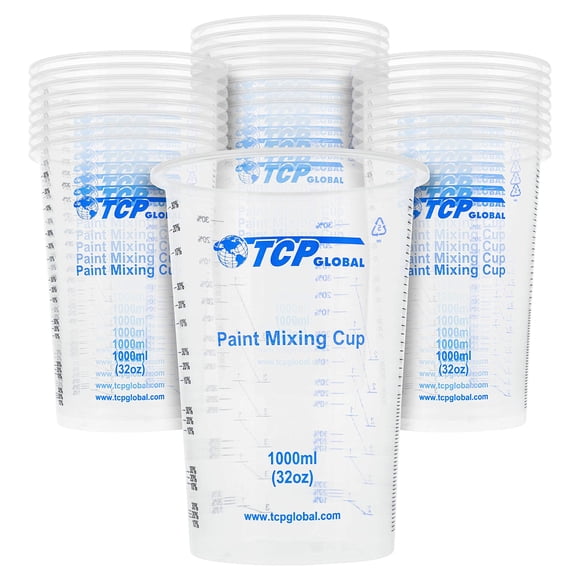 Vasos para mezclar desechables, flexibles, transparentes, de plástico graduado, 1000 ml