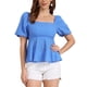 thumbnail image 1 of INSPIRE CHIC Lazo de Mariposa para Blusa de Mujer con Mangas Abullonadas Cuello Cuadrado Casual Peplum XL Azul, 1 of 6