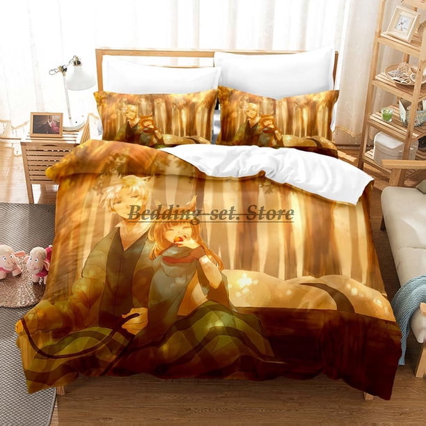 spice and wolf light novel holo and lawrence Bedding Set Bed Set Aldult Kid Bedroo Anime