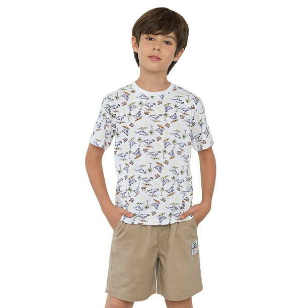 Polera Niño Kids Manga Corta Full Blanco Corona