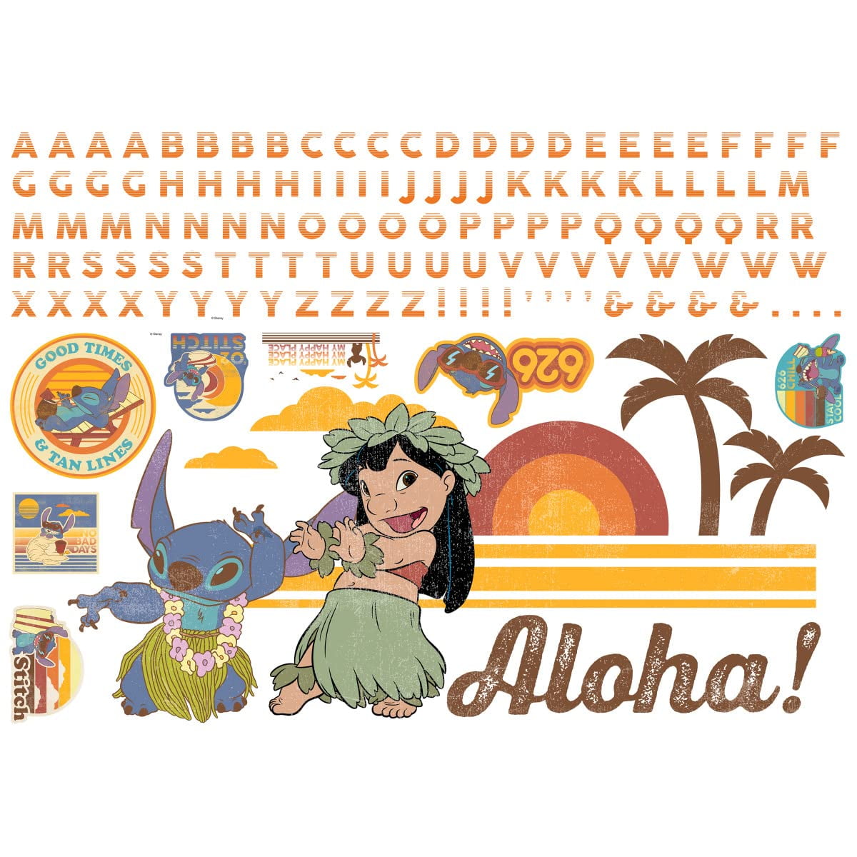 Adhesivos De Pared Disney Lilo Y Stitch Giant Con Alfabeto