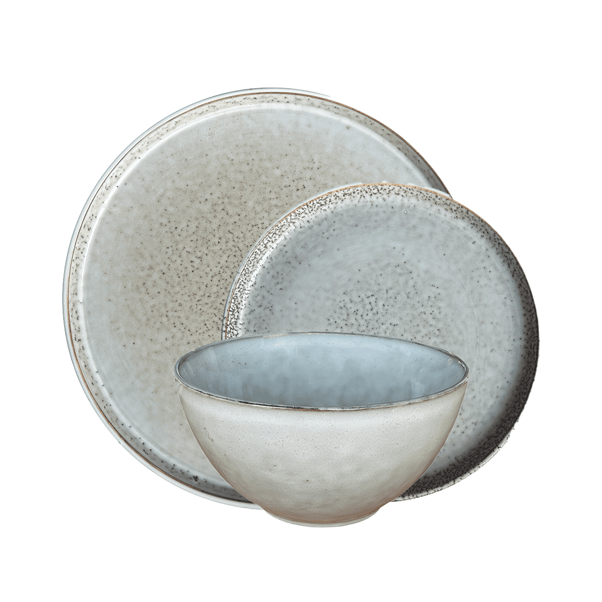 Mova - Set Vajilla 18 Piezas Cerámica Gris Linea Oslo - A - ( Tipo Gres )