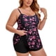 thumbnail image 4 of Agnes Orinda Women's Plus Size Tankini Top Shirring Flowy Push Up Full Coverage Beach Summer Two Piece Swimsuit with Shorts L Rosa, 4 of 9