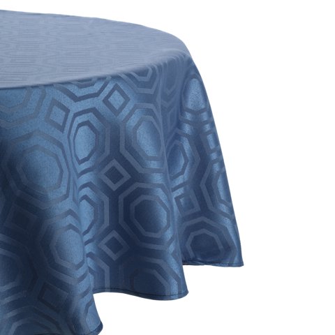 Sueño Blanco - Mantel Redondo Geom. Azulino
