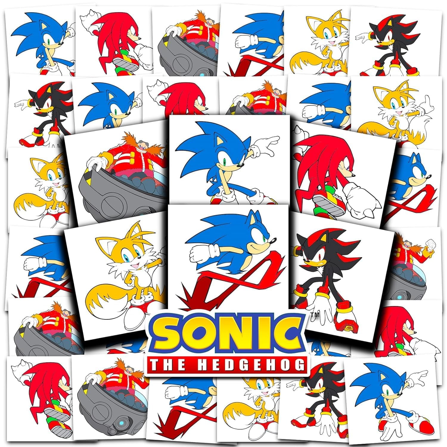 Tatuajes Temporales De Sonic The Hedgehog, 72 Unidades, Para Niños