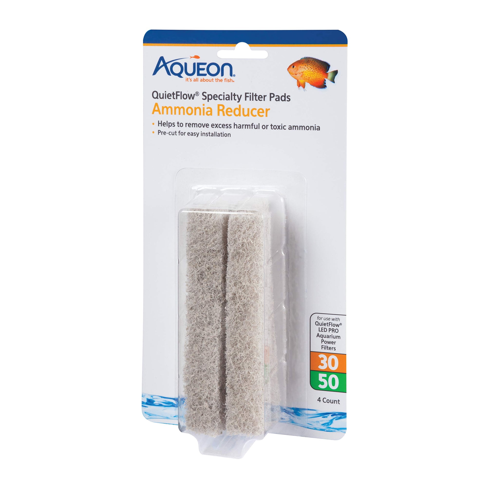 Almohadillas filtrantes Aqueon eliminador de amoníaco 30/50 (paquete de 4)