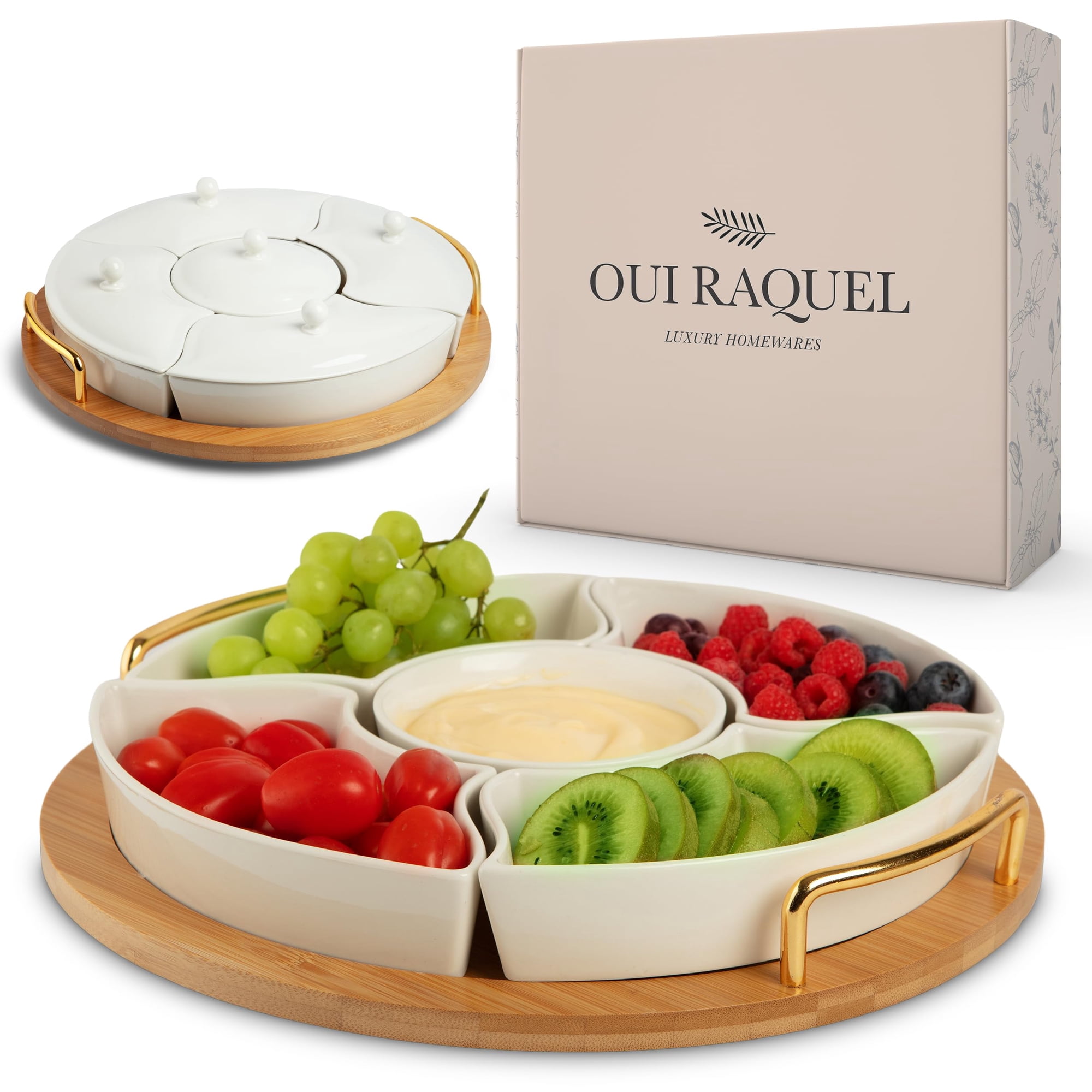 Set Para Servir Oui Raquel Chip And Dip, 400 Ml, Cerámica, 5 Tazones