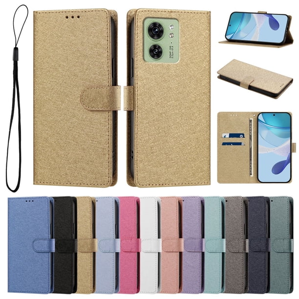 Funda Cartera de PU para Motorola Edge 40 con Tarjetas, Dorado