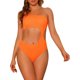 thumbnail image 1 of INSPIRE CHIC Traje de baño de una pieza para mujer con un solo hombro, corte asimétrico en la cintura, tejido acanalado, traje de baño monokini grande en color naranja fluorescente, 1 of 5