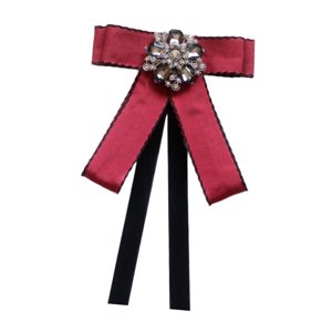 Ioensy - Broche De Cinta De Corbata De Lazo Para Mujeres Corbalo Para Traje Accesorios De Ropa De Blusa Roja