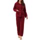 thumbnail image 2 of INSPIRE CHIC Conjunto de Pijama de Felpa Esponjosa para Mujer Cómodo con Mangas Largas, Botones, Bolsillos y Cintura Elástica L Rojo, 2 of 6