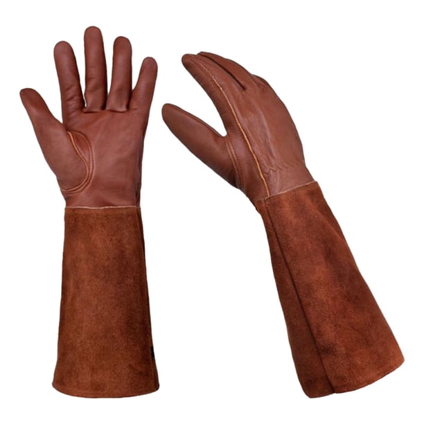 Guantes de soldadura Mitones Guantes de trabajo Cuero de PU Guantes multifuncionales seguros para asar Guantes para horno para taller Jardín Garaje M