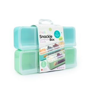 Melii - Pack De 2 Contenedores De 4 Compartimientos Verde Y Turquesa