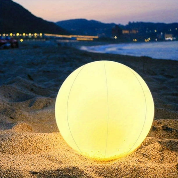 1pc, Remote Control Color-changing LED Luminous Beach Ball, Concert Atmosphere Props Swimming Pool Pvc Inflatable Flashing Ball For Party Supplies, Summer Party Supplies, Summer Party Toys, Hawaiian P