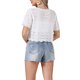 thumbnail image 3 of INSPIRE CHIC Cárdigan de Crochet para Mujer de Regreso a Clases de Verano con Lazo Frontal, Manga Corta, Diseño Calado, Talla XL, Blanco, 3 of 6