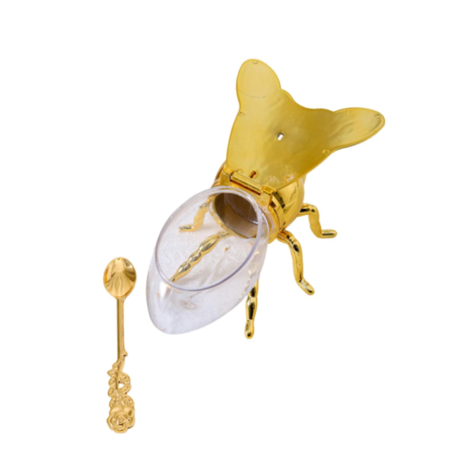 Magideal - Olla De Almacenamiento De Jarra De Miel En Forma De Con Adornos De Cuchara Decorativo Contenedor De Tazón De Azúcar Multipropósito Para Cena De