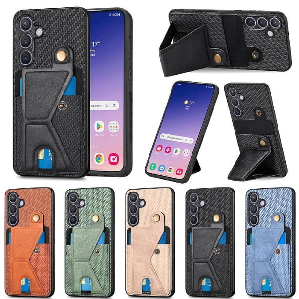 Funda Resistente para Samsung Galaxy S24 Plus con Tarjetero y Soporte, Diseño Magnético Negro