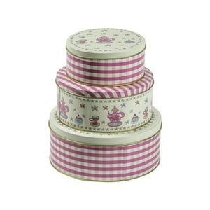 Concepts Life - Set 3 Cajas Metálicas Rosado Y Blanco 20X16 Cm