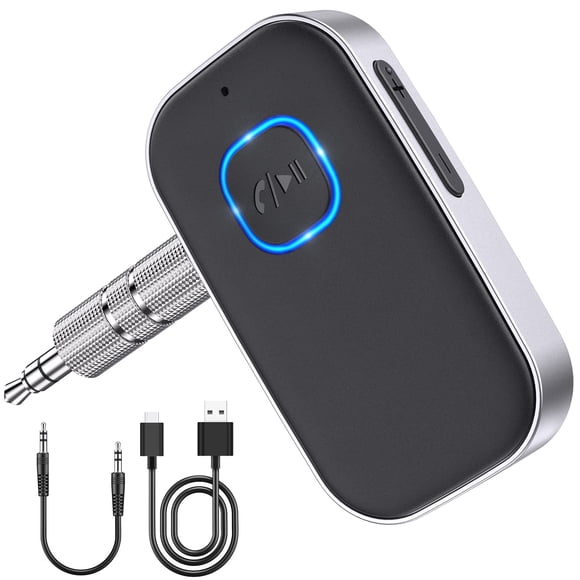 Adaptador Bluetooth para coche WOCBUY, receptor AUX de 3,5 mm con micrófono 16H