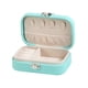 thumbnail image 2 of Organizador de joyas de viaje, almacenamiento de cuero PU, caja de almacenamiento de joyas portátil, caja de joyería pequeña para anillos, pendientes, Verde, 2 of 5