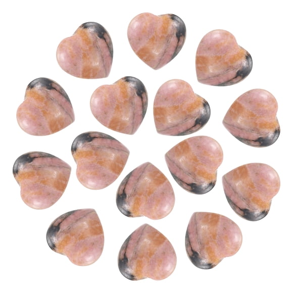 Uxcell 15 Pcs Piedra de Cristal Natural en Forma de Corazón, 0.6 Pulgadas Mini Piedra de Amor Pulida, Cristal de Gema de Bolsillo Grabado Piedras de Preocupación, Rosa Negro