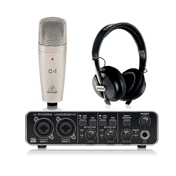 Pack De Home Studio Interfaz de audio Microfono y Audifonos Behringer U-Phoria Studio Pro