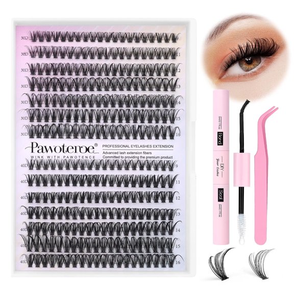 Kit de pestañas postizas Pawotence, 280 piezas, 9 a 16 mm