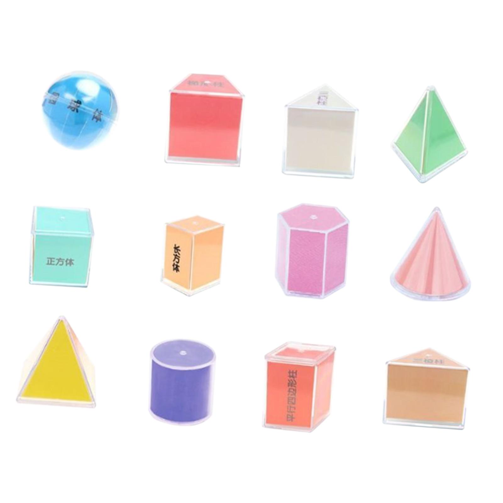 Magideal - 12 Piezas De Formas Geométricas 3D Para Enseñar Geometría, Accesorios Para Niños De 7 Años En Adelante, Juego De Matemáticas Manipulativas Y Geometría