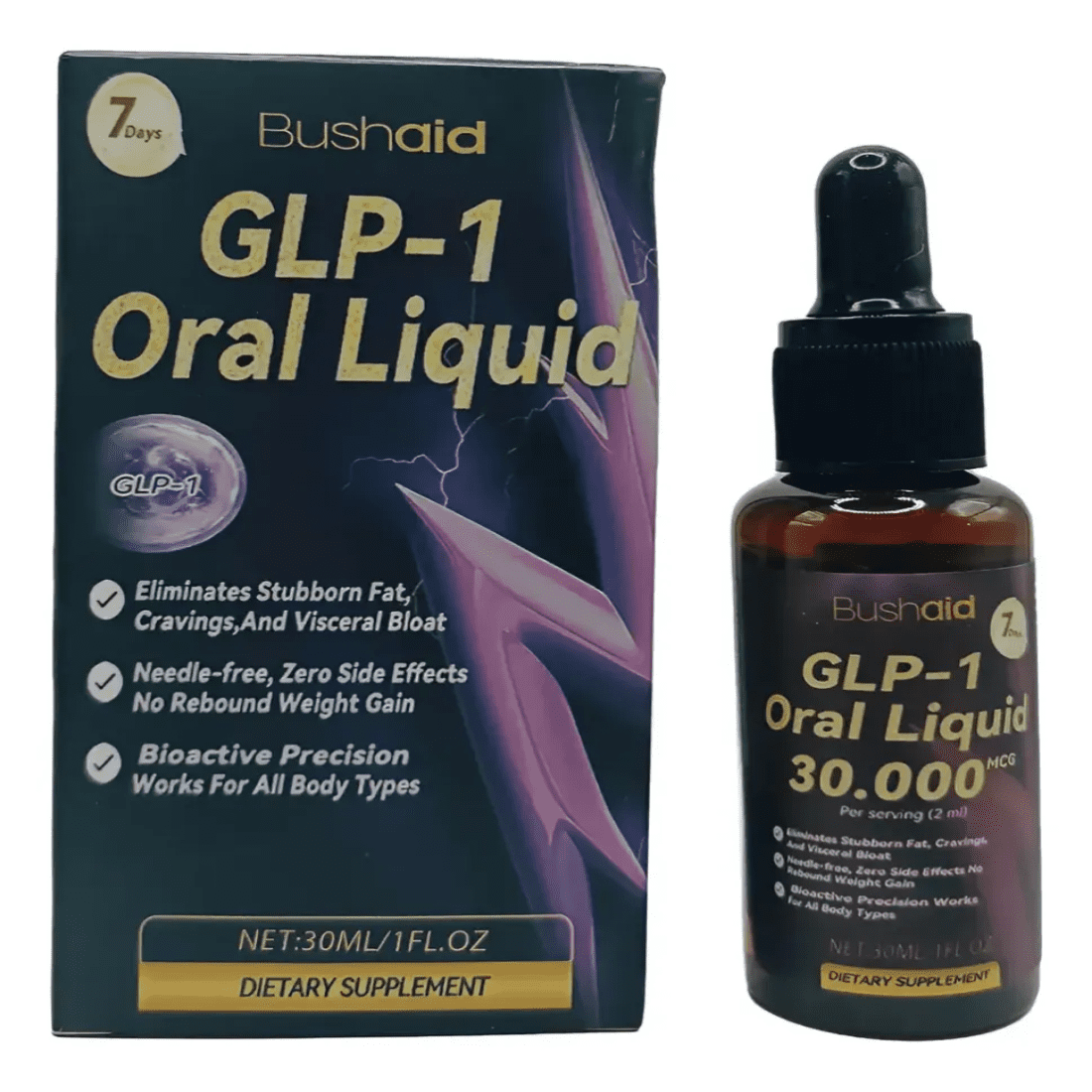 bushaid glp 1 oral liquid GLP-1 Supplement Drops, Booster with Berberine for Women Men GLP-1 analog dosing chart