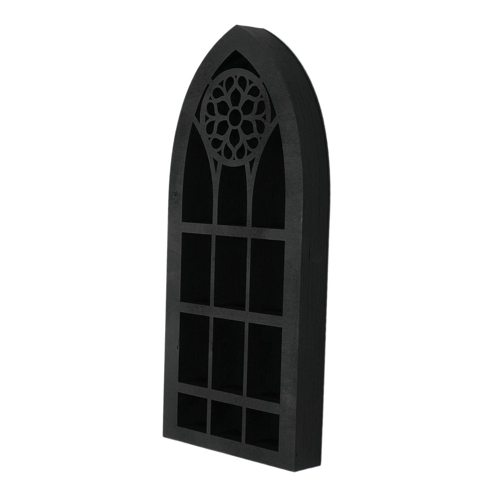 Bothyi - Estante De Exhibición De Decoración De Pared, Diseño De Ventana De Iglesia, Estante De Madera Con 9 Ranuras Para Pared