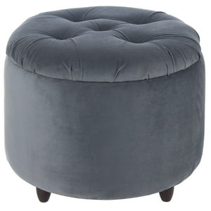 Máxima Design - Pouf Baúl Zoe Gris Felpa 60X60X50 Cm